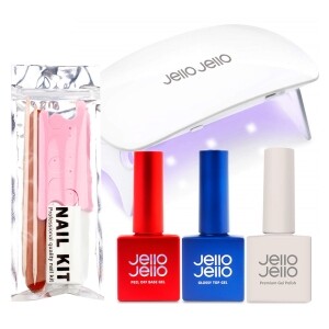 Jello Jello Gel Nail Beginner Planning Set JC-15, Base Gel + Top Gel..., 1 set